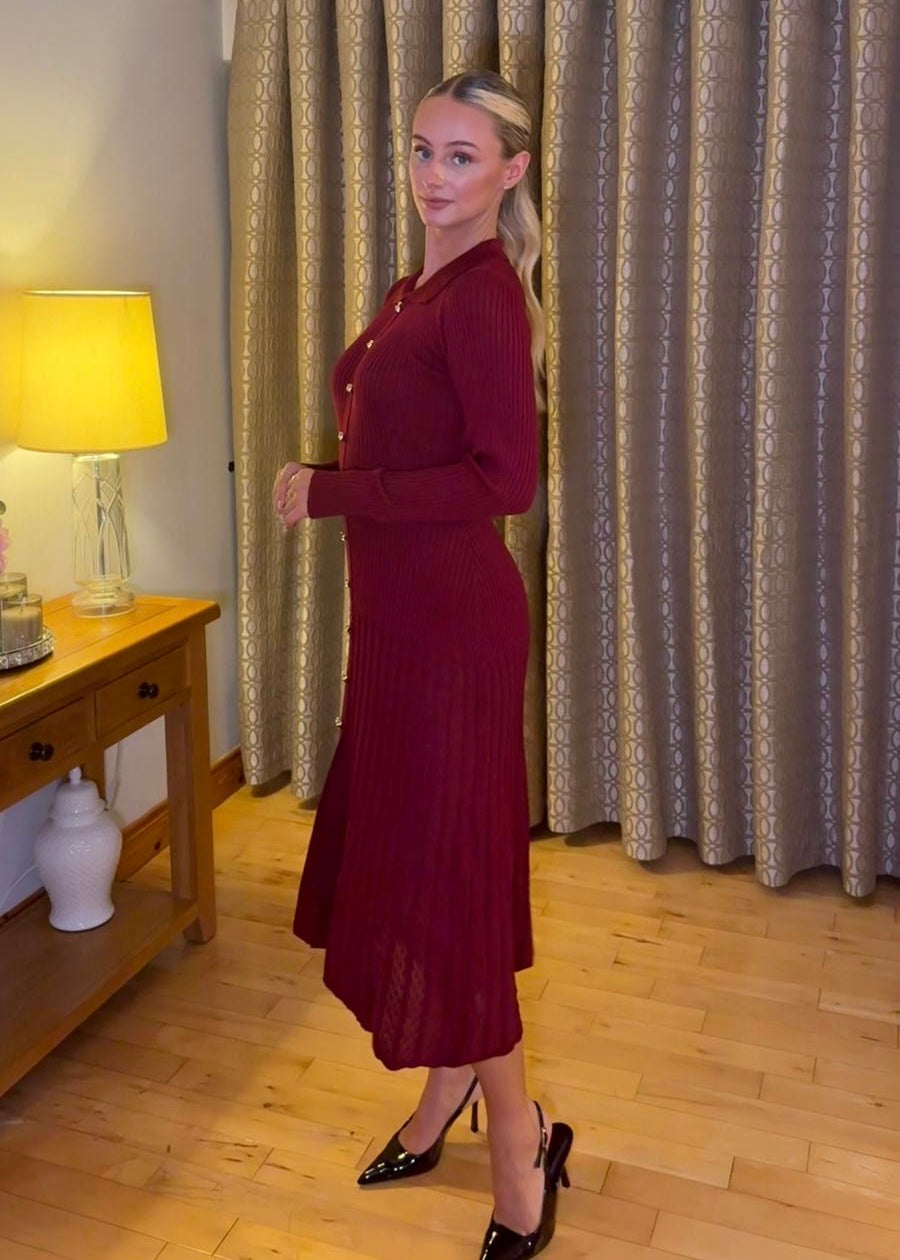 “Rita” Dress In Burgundy