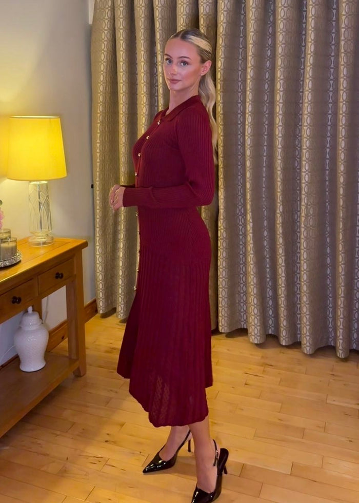 “Rita” Dress In Burgundy