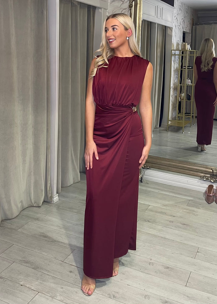 “Stacy” Dress in Burgundy