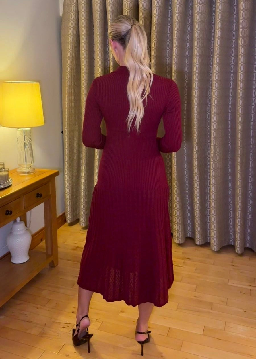 “Rita” Dress In Burgundy
