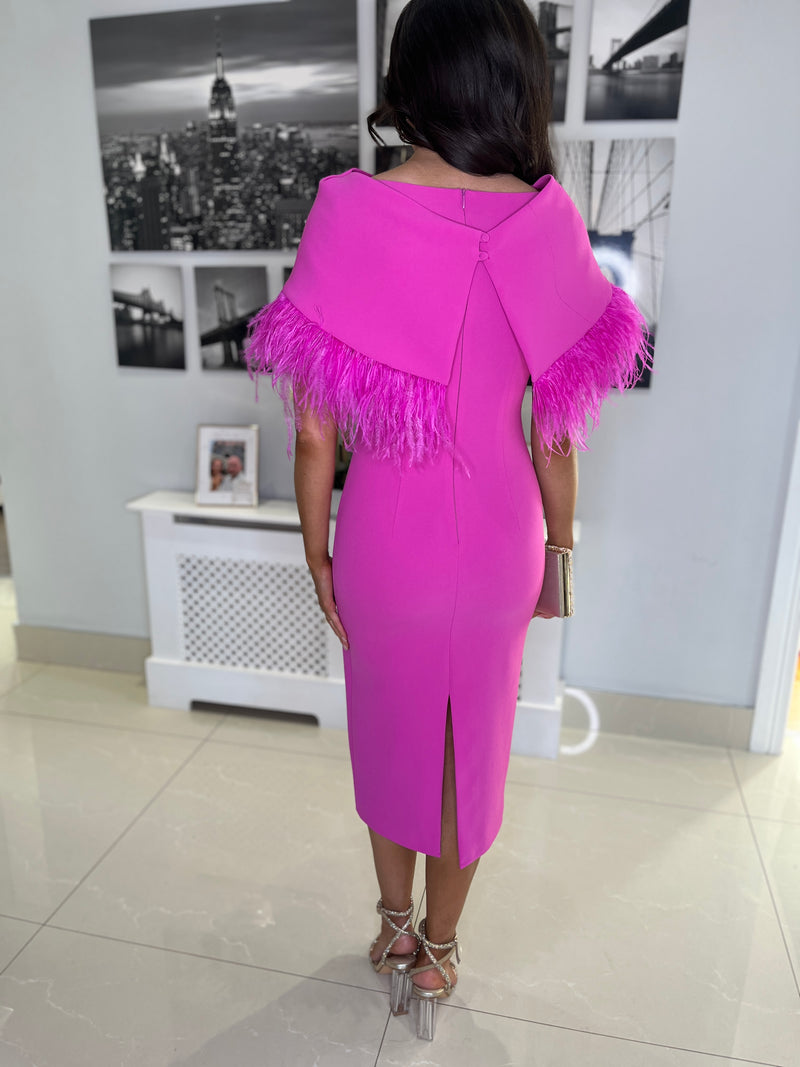 “Charlotte” Dress In Pink With Detachable Cape