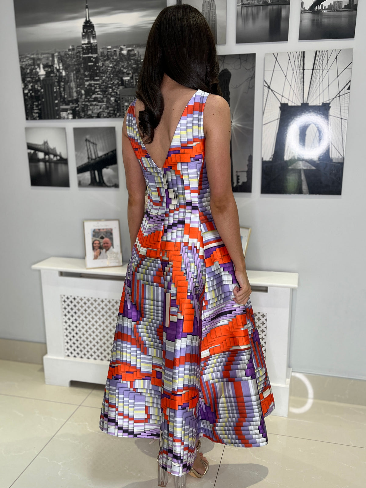 Purple & Orange Multi Print Dress