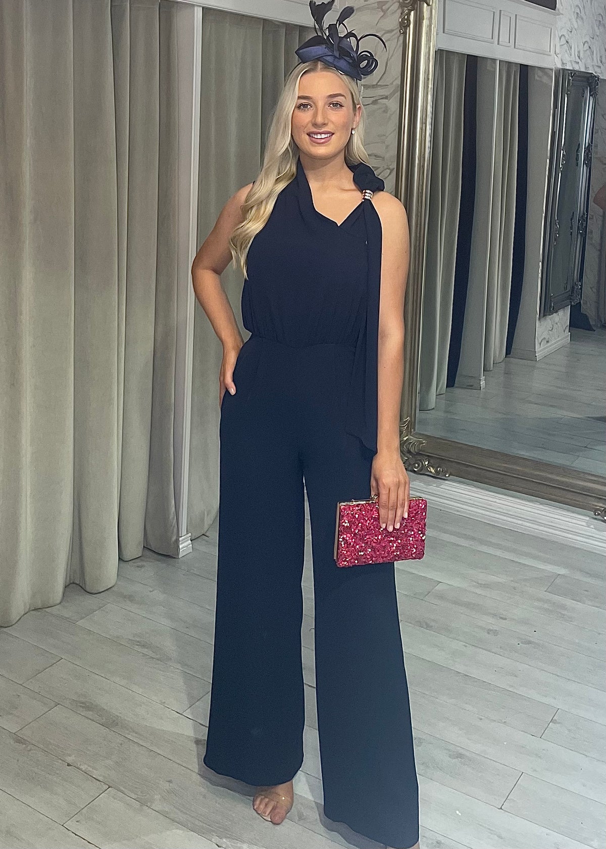 "Sonia" Jumpsuit In Navy Blue