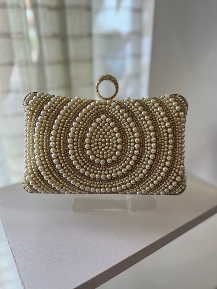 "Willow" Handbag In Gold & Pearl
