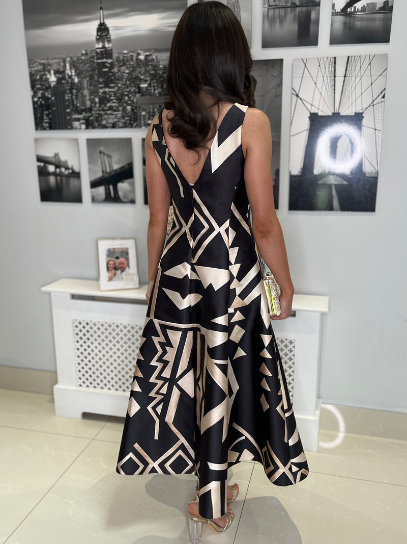 Black & Gold A-Line Dress