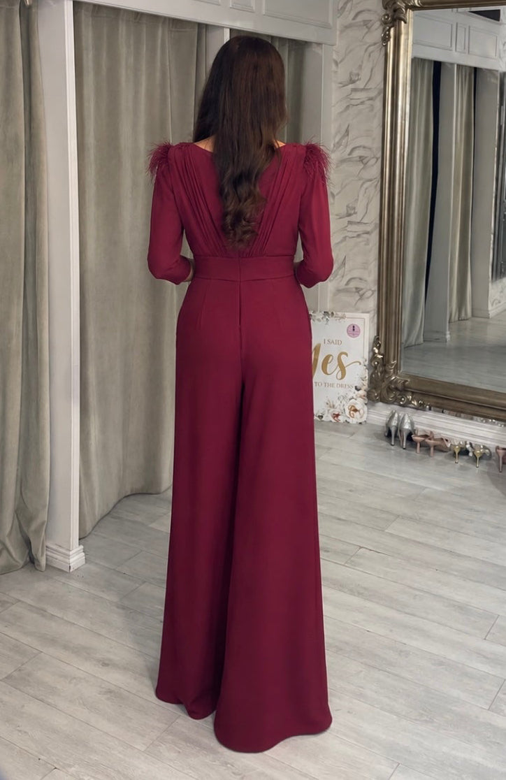 "Pamela" Jumpsuit in Burundy