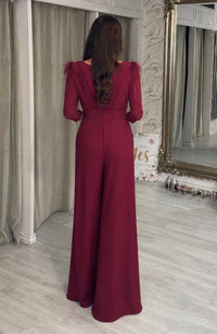 "Pamela" Jumpsuit in Burundy