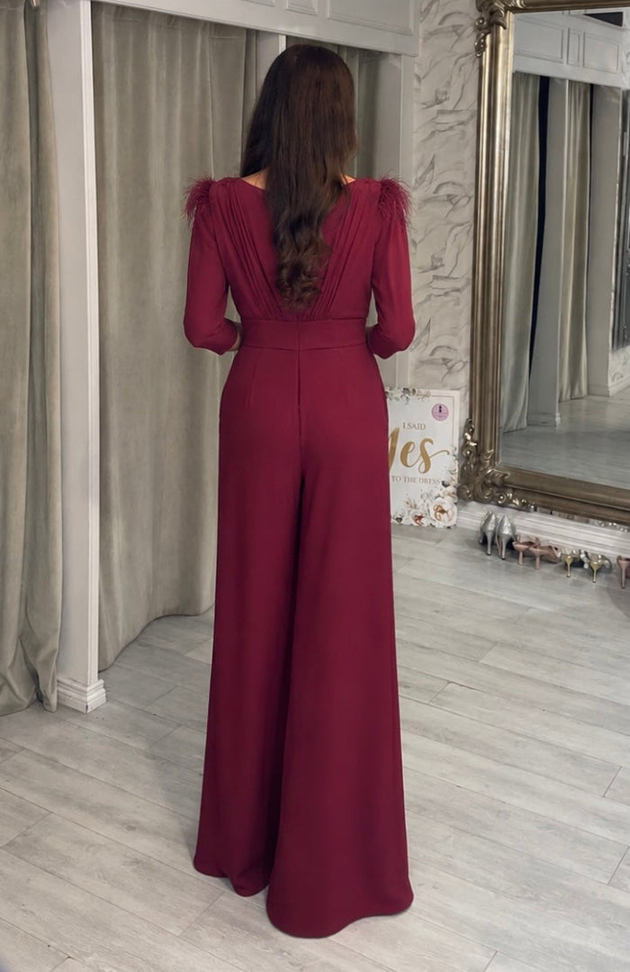 "Pamela" Jumpsuit in Burundy