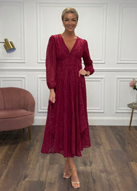 "Callie" Dress In Deep Red