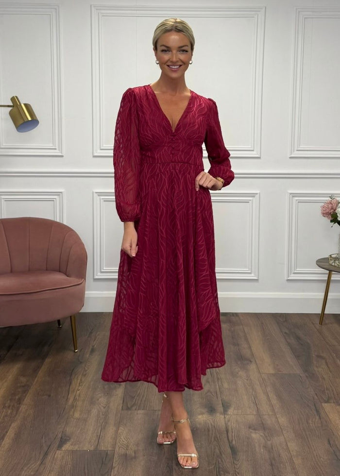 "Callie" Dress In Deep Red