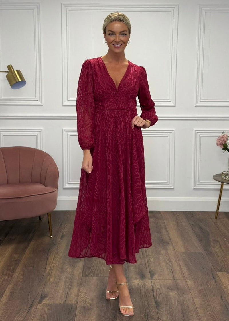 "Callie" Dress In Deep Red