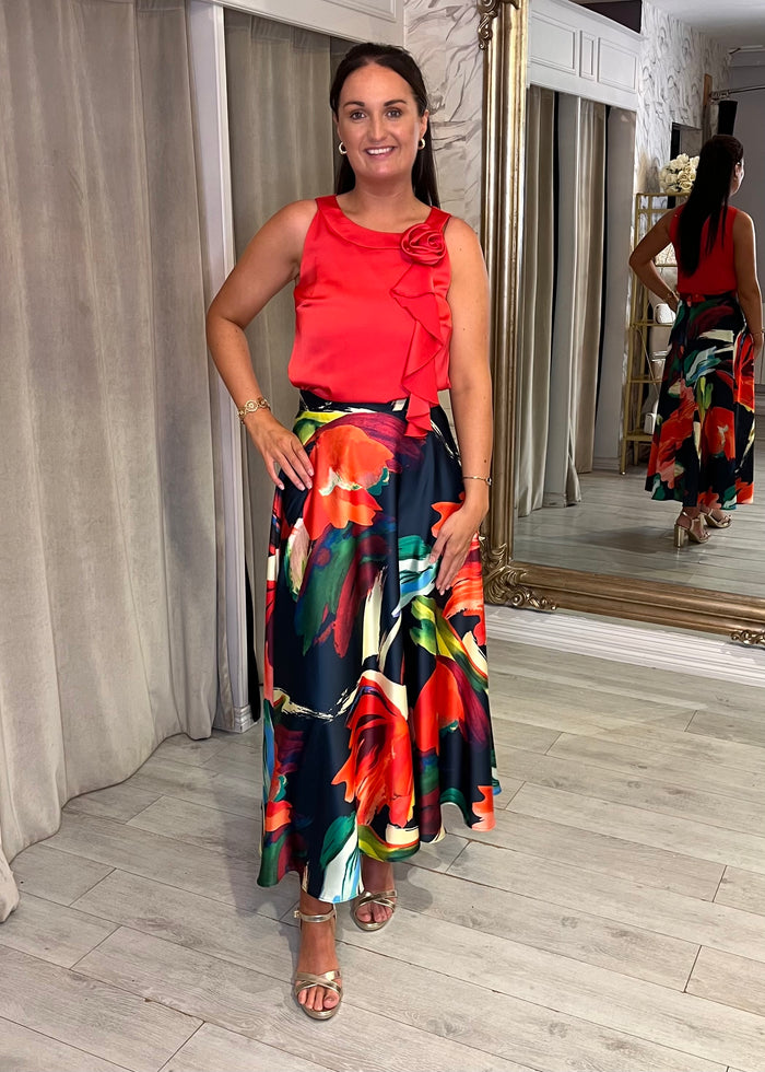 Laura multi print top & skirt
