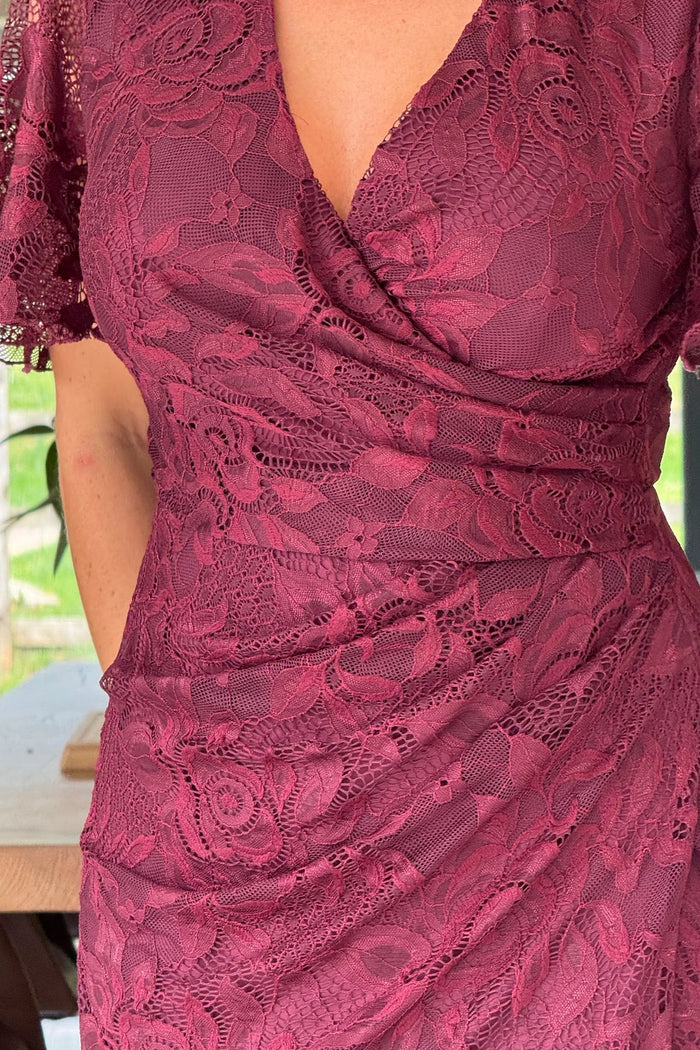 “Natasha” Dress in Berry Lace