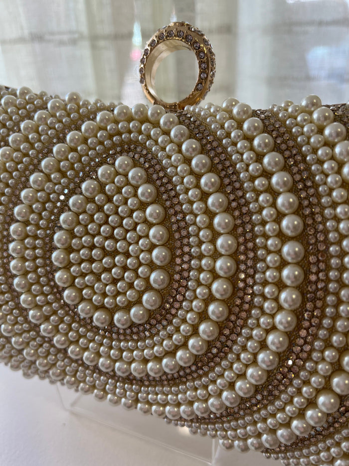 "Willow" Handbag In Gold & Pearl