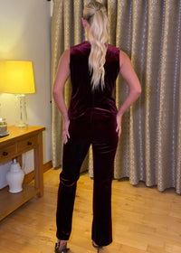 “Julia” Velvet Two Piece In Burgundy