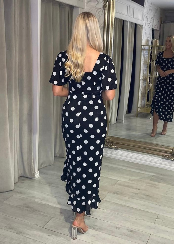 “Heidi” Dress In Black Polka Dot