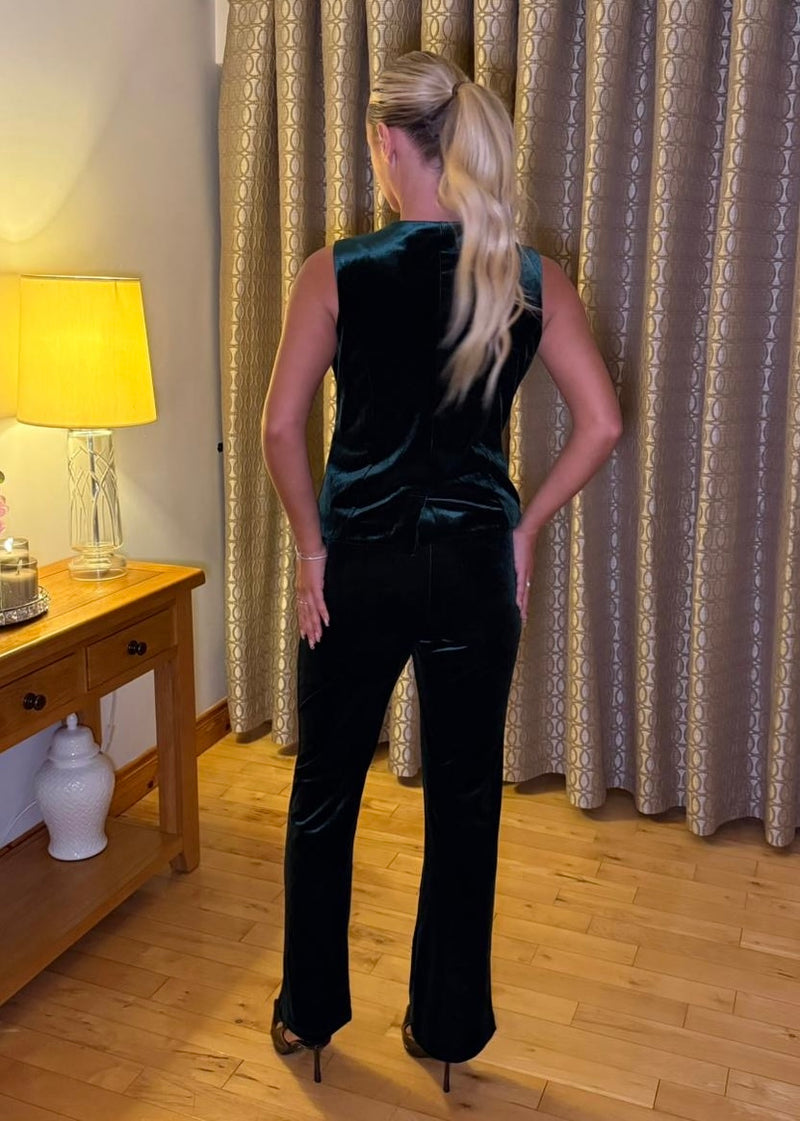 “Julia” Velvet Two Piece In Green