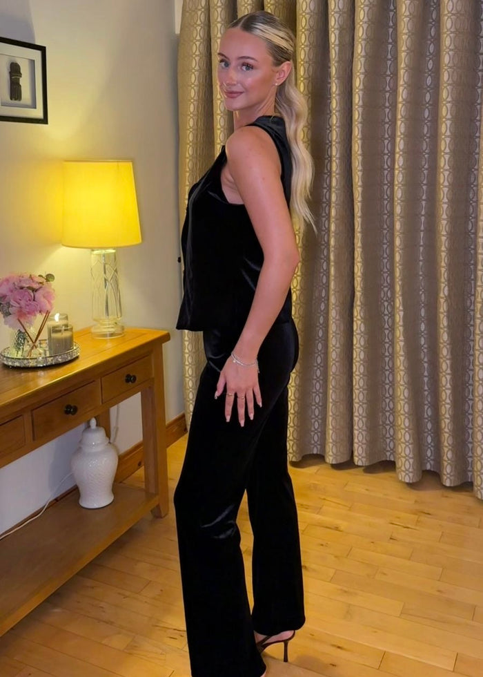 “Julia” Velvet Two Piece In Black
