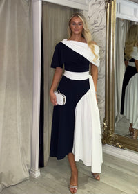 "Francesca" Dress In Navy & White