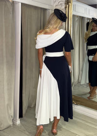 "Francesca" Dress In Navy & White