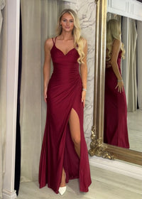 Burgundy Prom Dress With Open Back
