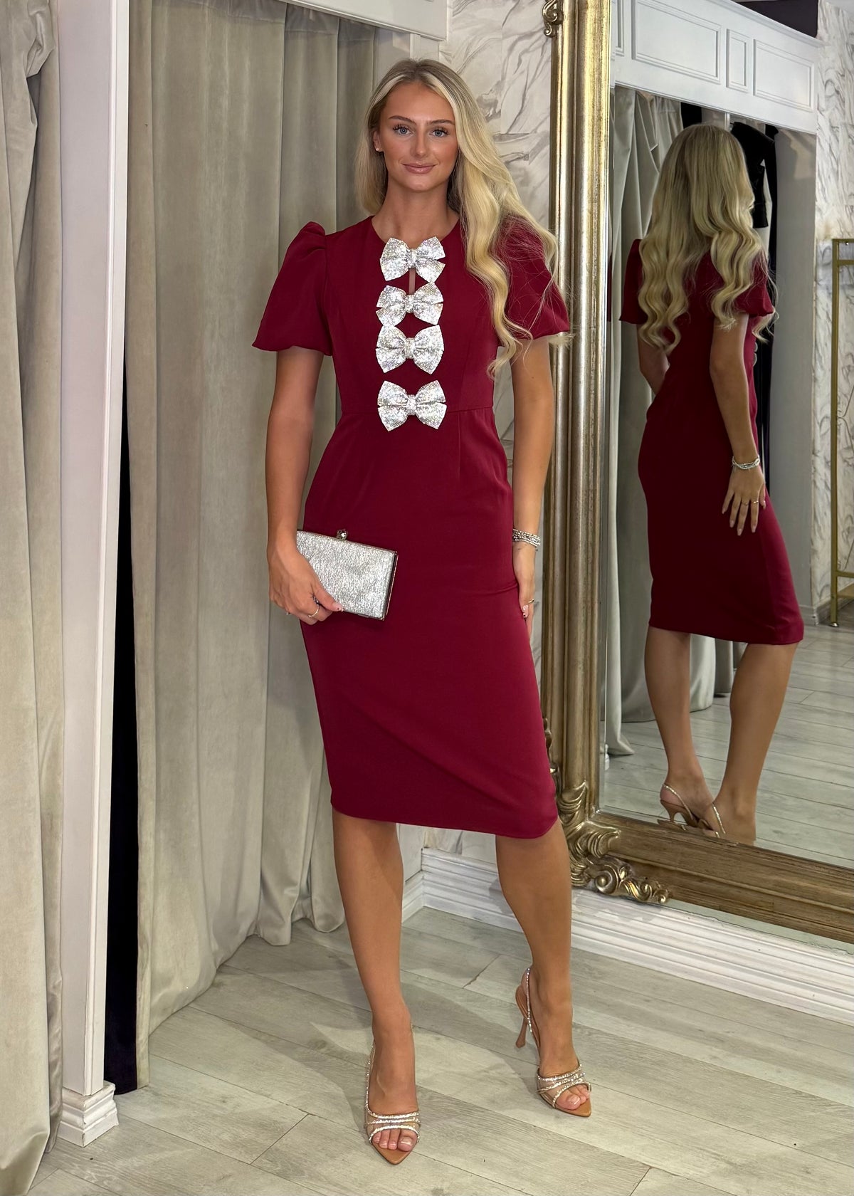 "Lipsy" Dress In Burgundy