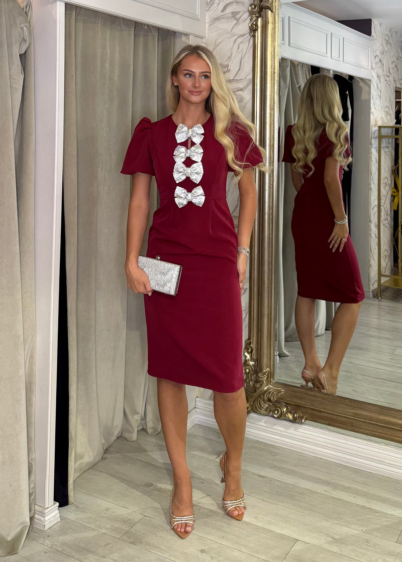 "Lipsy" Dress In Burgundy