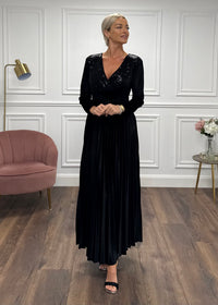 "Bonnie" Dress In Black Velvet