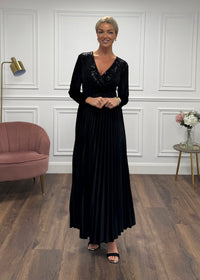 "Bonnie" Dress In Black Velvet