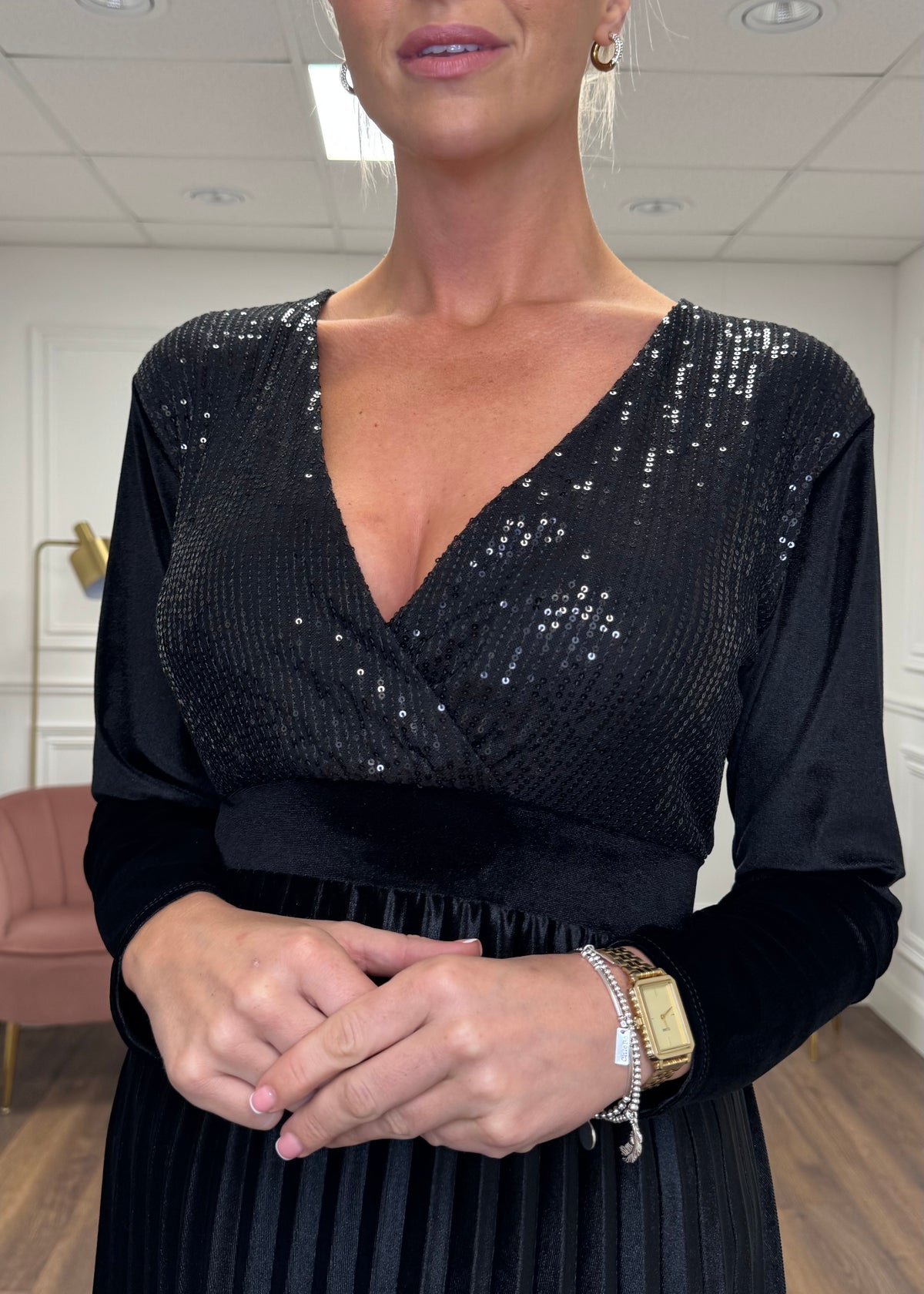 "Bonnie" Dress In Black Velvet