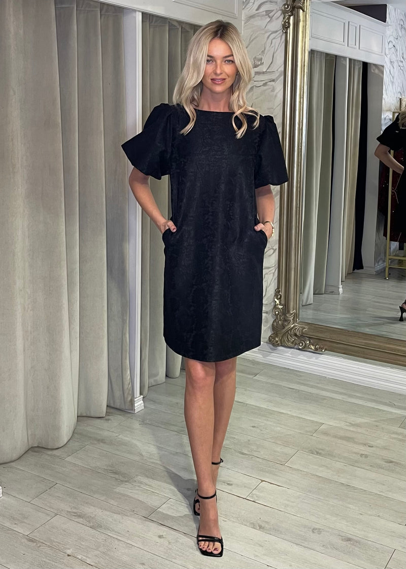 “Darla” Dress In Black Jacquard