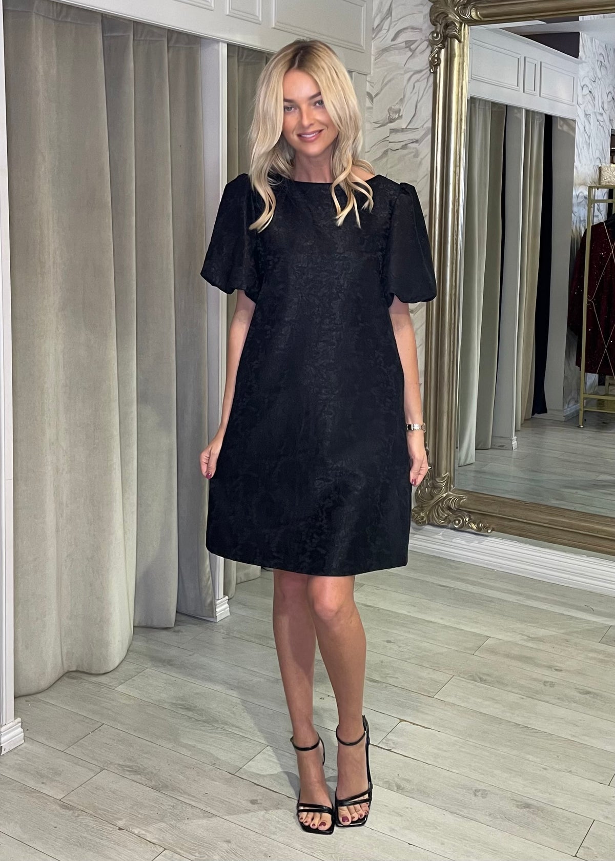 “Darla” Dress In Black Jacquard