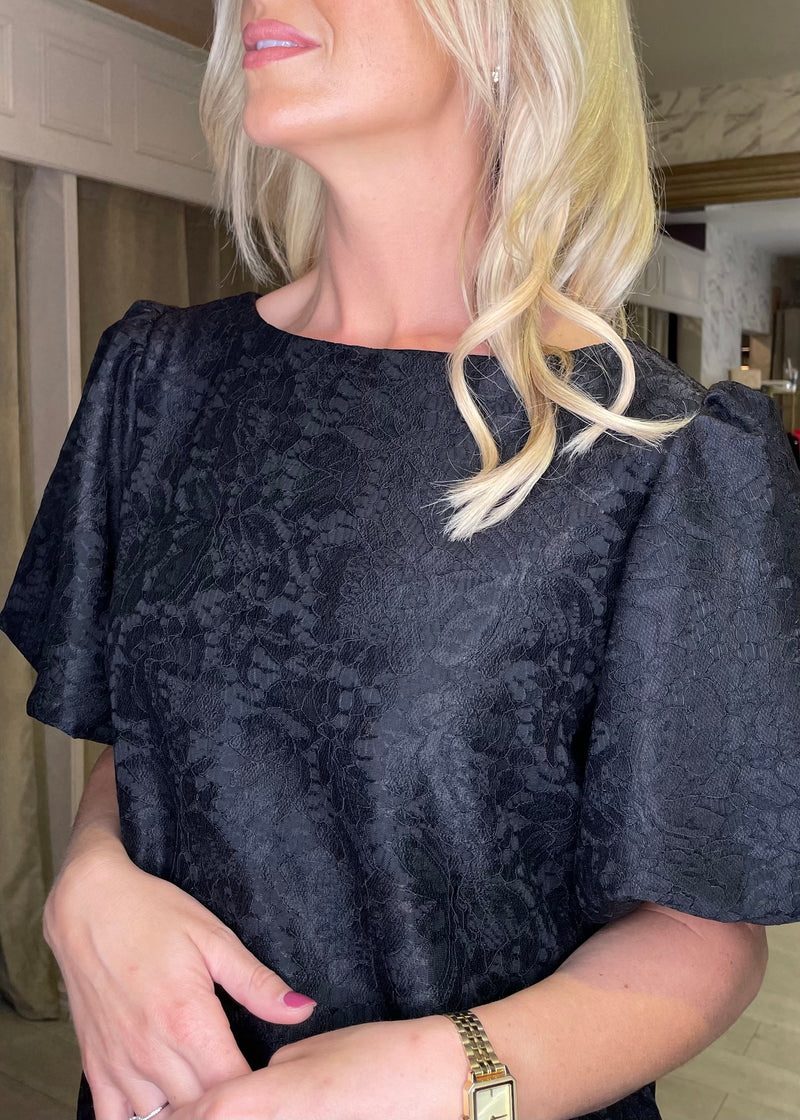 “Darla” Dress In Black Jacquard