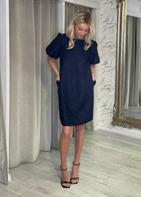 “Darla” Dress In Navy Jacquard