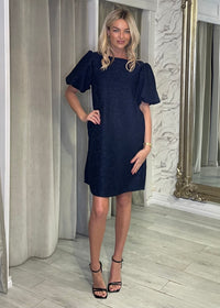 “Darla” Dress In Navy Jacquard