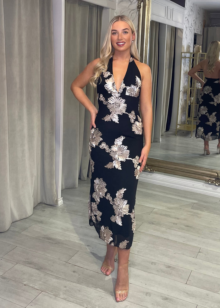 “Alima” Dress In Black & Gold