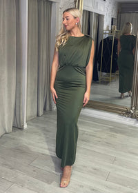 “Talia” Dress In Khaki Green