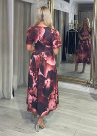 “Dora” Dress In Wine Floral