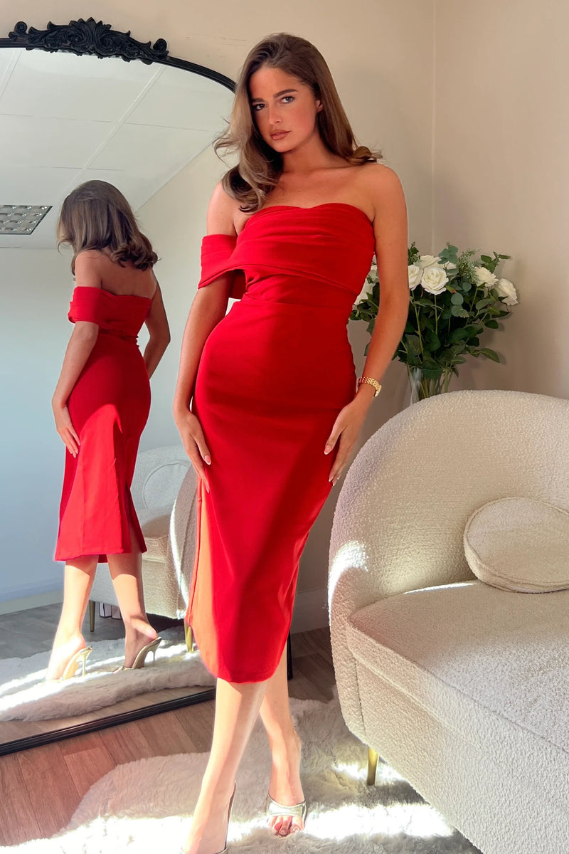 “Sabrina” Dress In Red