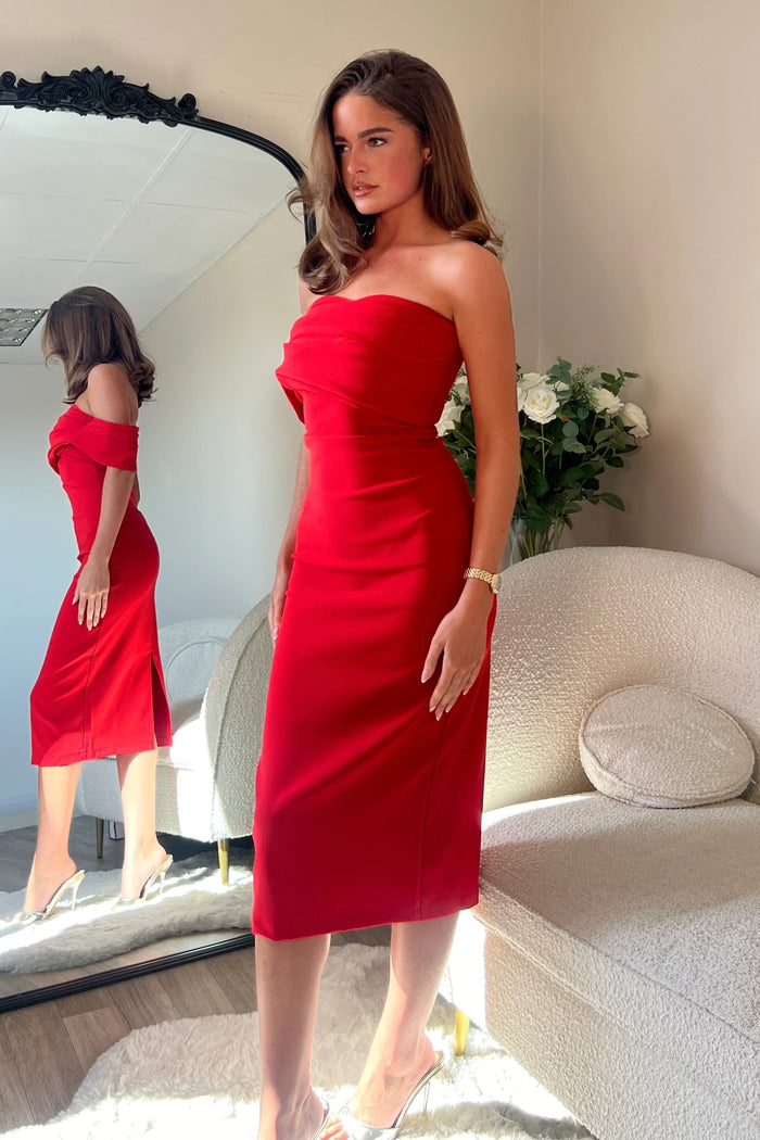 “Sabrina” Dress In Red