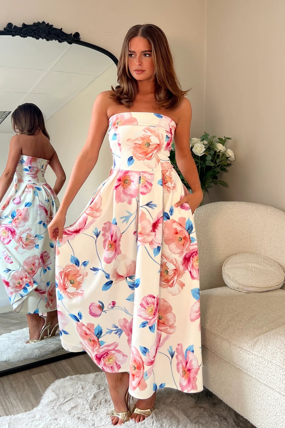 “Danni” Dress With Pink Floral Print
