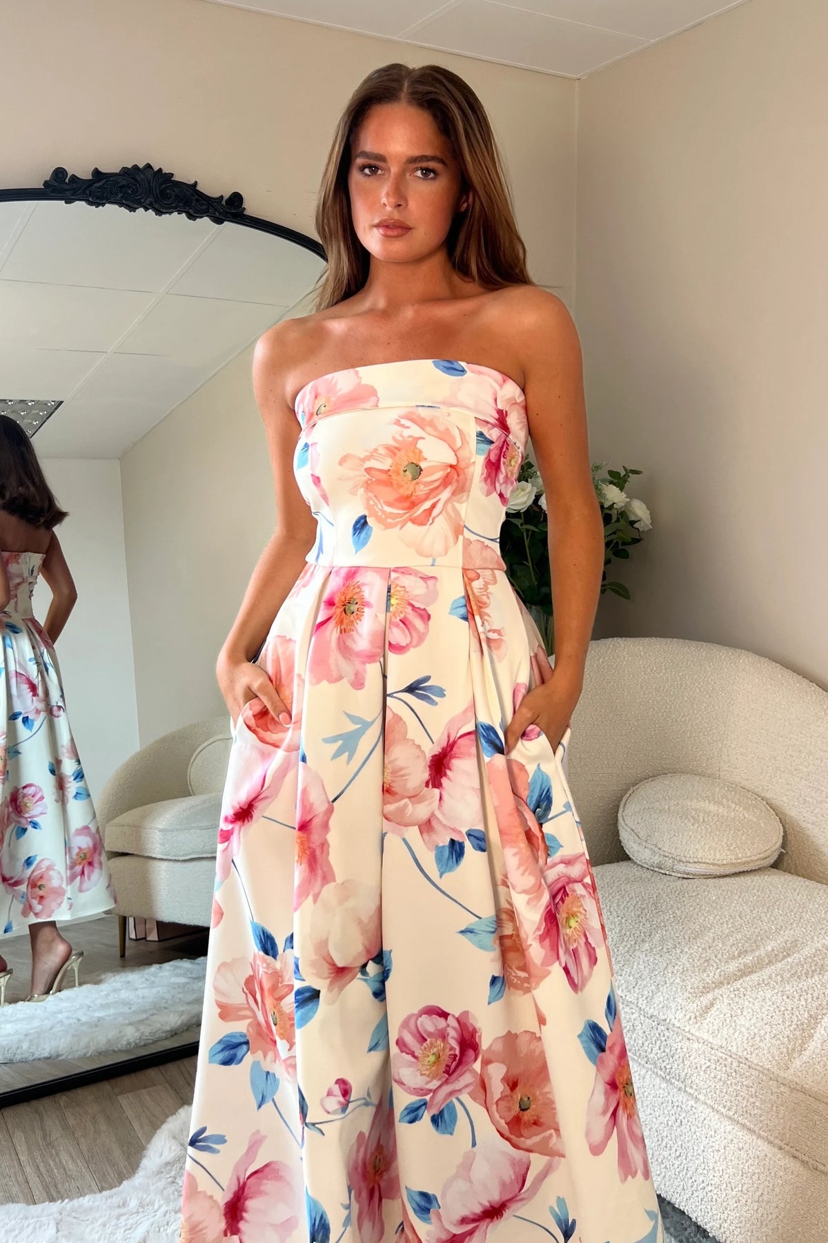 “Danni” Dress With Pink Floral Print