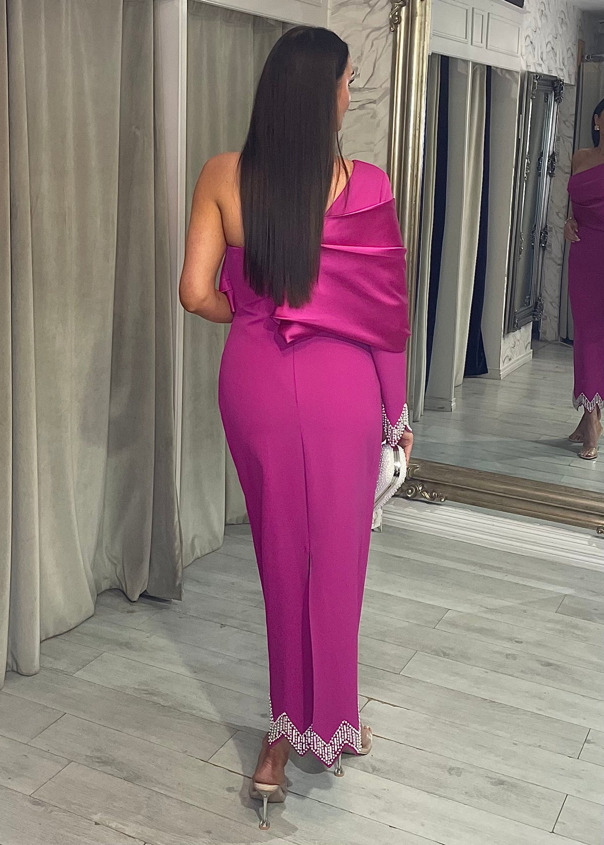 "Aurora" Dress In Cerise Pink