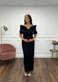 ”Emilia” Maxi Dress In Black Sequin