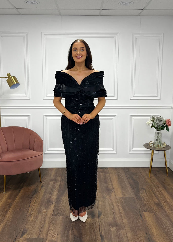 ”Emilia” Maxi Dress In Black Sequin