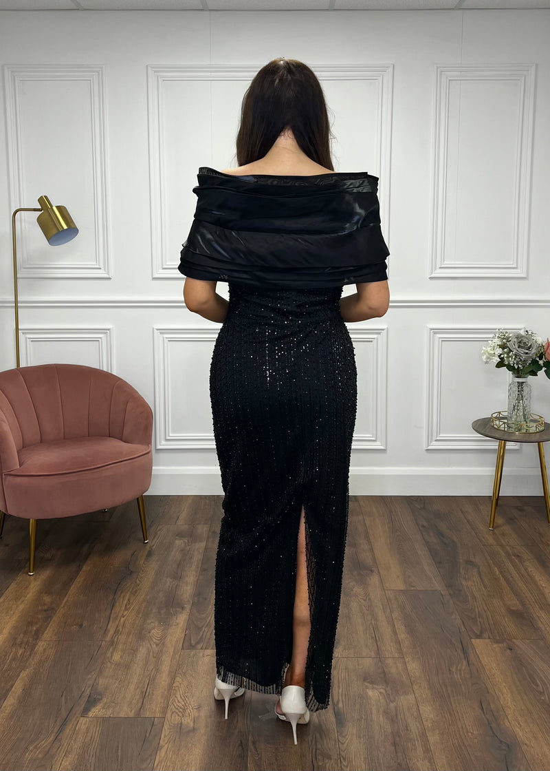 ”Emilia” Maxi Dress In Black Sequin