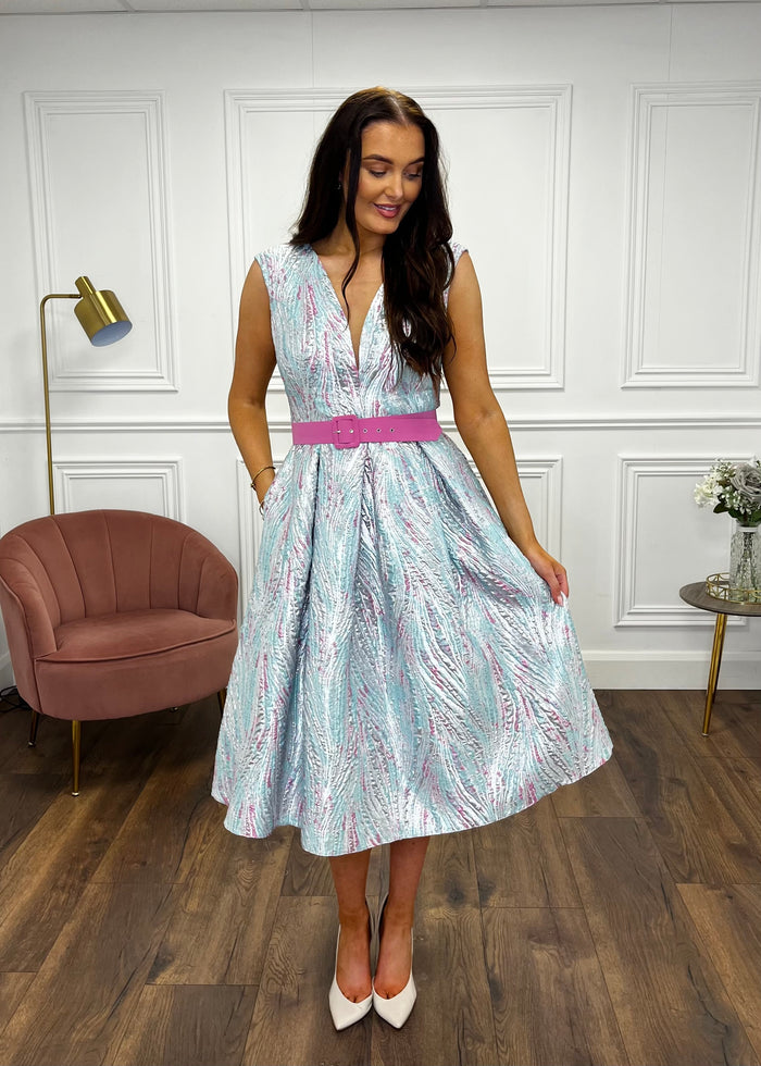 “Brianna” Dress In Baby Blue & Pink