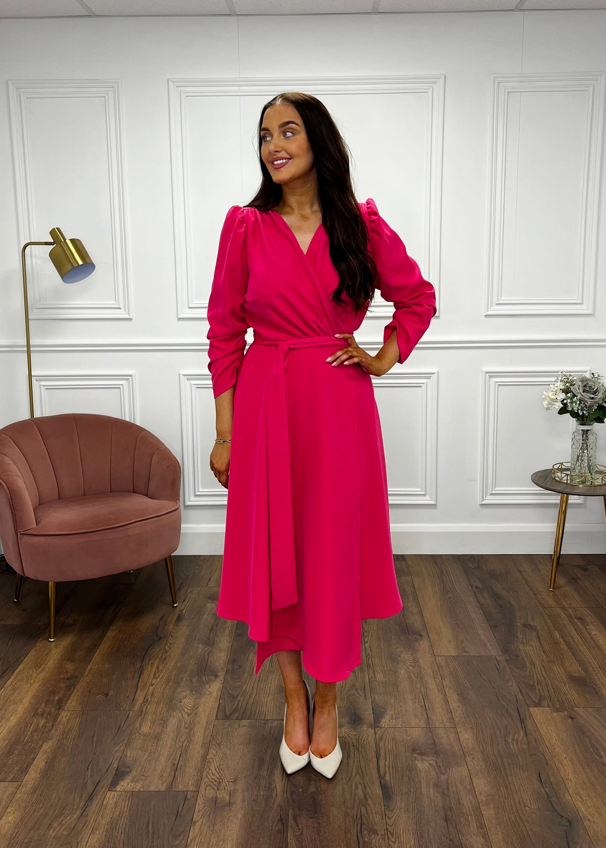 “Stacey” Wrap Dress In Pink