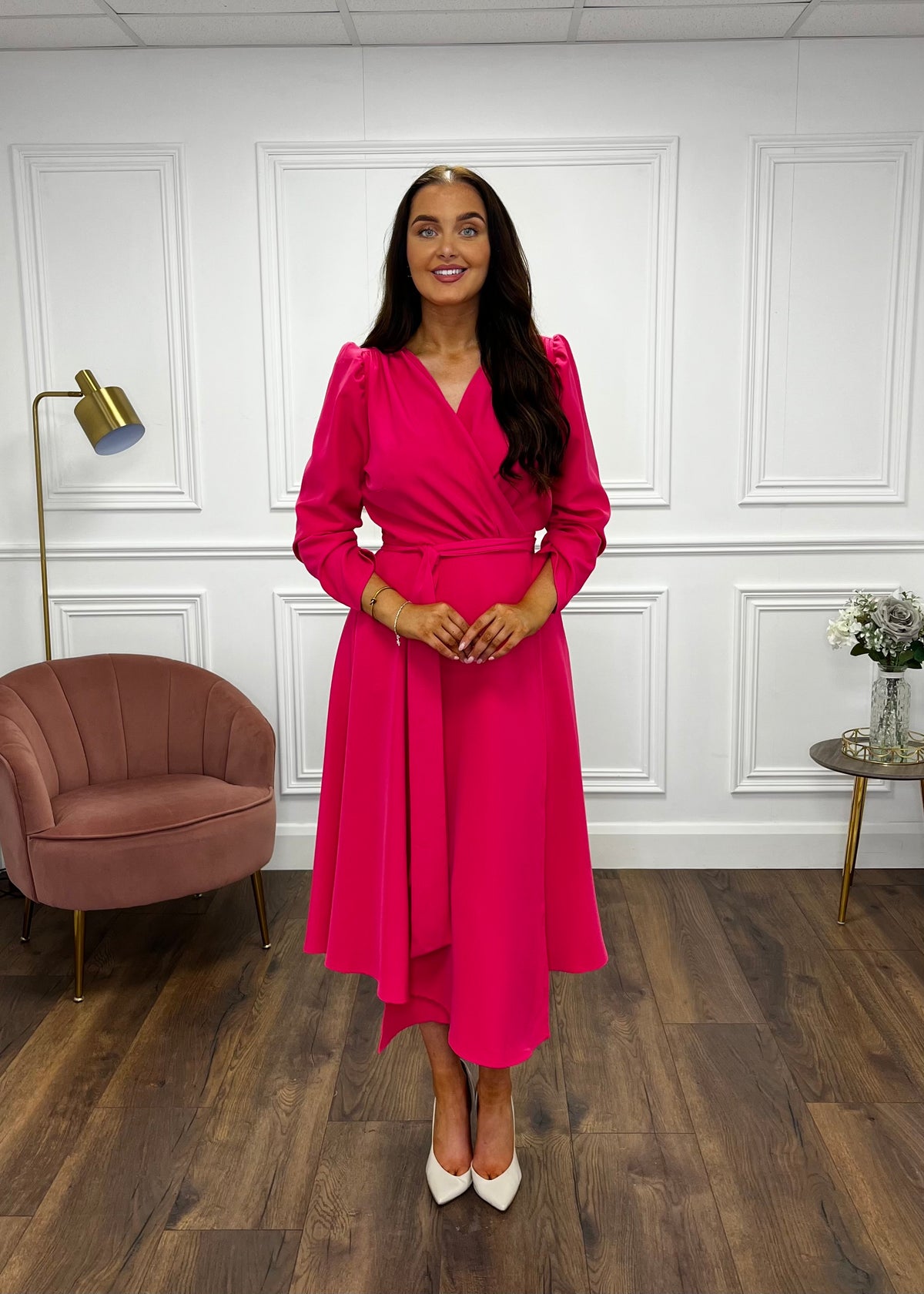 “Stacey” Wrap Dress In Pink