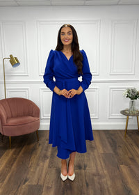 “Stacey” Wrap Dress In Royal Blue